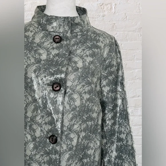 VTG Cole Haan Gray Lace Raincoat Jacket Details Sz S/M Rare Old Money Designer - Picture 5 of 13